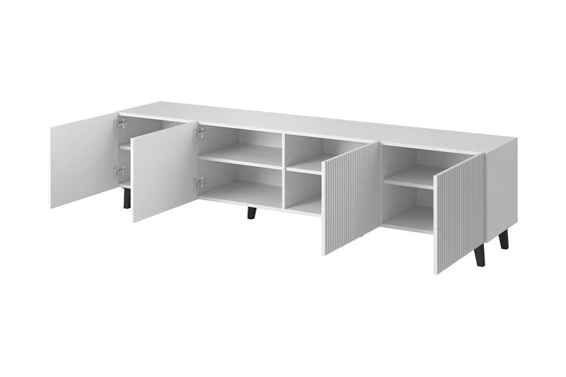 Juniskär TV-benk med Oppbevaring + Hyller 40x52x200 cm - Svart / Brun / Ribbet - Møbler - TV- & Mediamøbler - TV benk & mediabenk