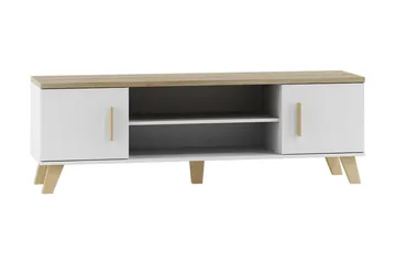 Kardos Gulvstående TV-benk 160 cm med Oppbevaring i Eik - Hvit|Beige - Møbler - TV- & Mediamøbler - TV benk & mediabenk