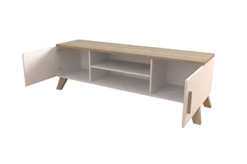 Kardos TV-benk 160 cm - Hvit/Eik - Møbler - TV- & Mediamøbler - TV benk & mediabenk