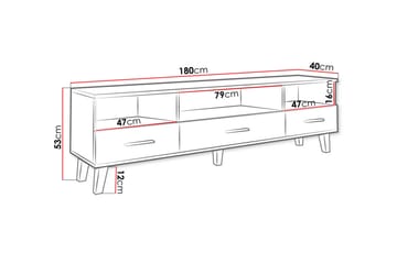 Kardos TV-benk 180 cm - Hvit/Eik - Møbler - TV- & Mediamøbler - TV benk & mediabenk