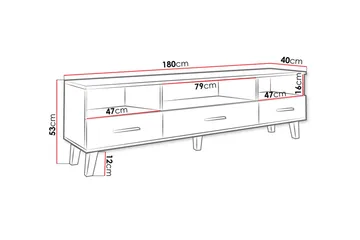 Kardos TV-benk 180 cm - Hvit/Eik - Møbler - TV- & Mediamøbler - TV benk & mediabenk