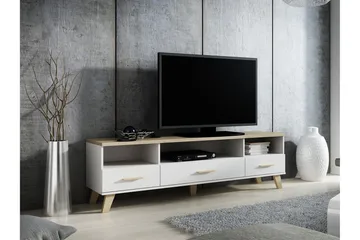Kardos TV-benk 180 cm i Eik - Hvit|Beige - Møbler - TV- & Mediamøbler - TV benk & mediabenk