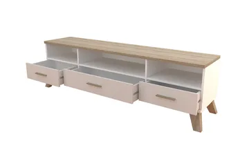 Kardos TV-benk 180 cm i Eik - Hvit|Beige - Møbler - TV- & Mediamøbler - TV benk & mediabenk