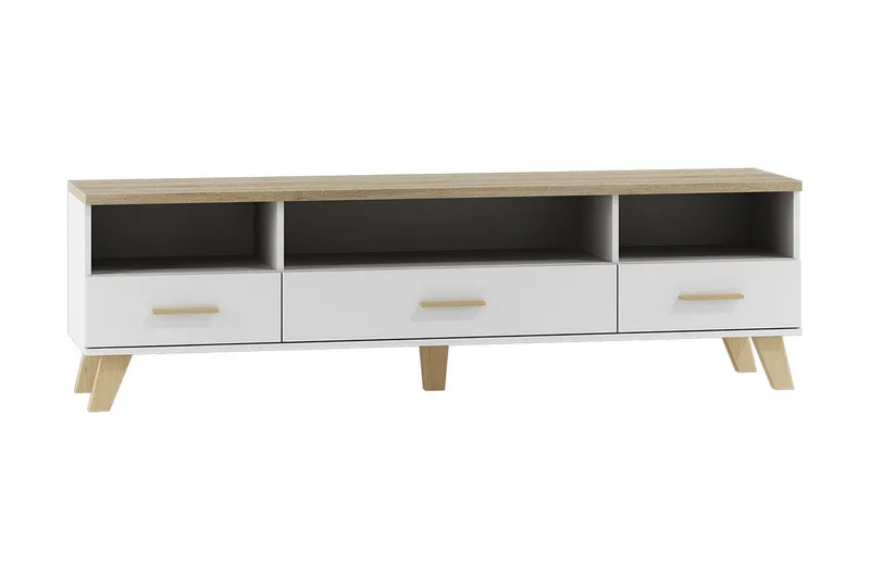 Kardos TV-benk 180 cm i Eik, Hvit|Beige