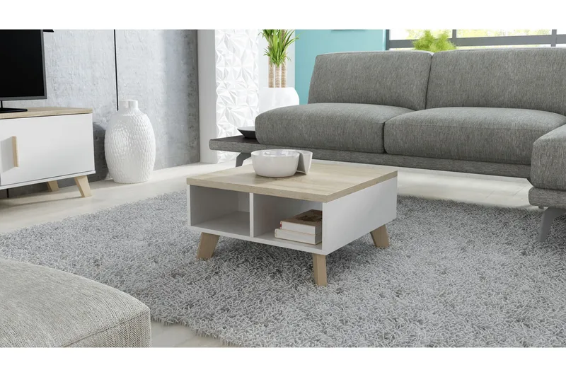 Kardos TV-benk 60 cm - Hvit/Eik - Møbler - TV- & Mediamøbler - TV benk & mediabenk