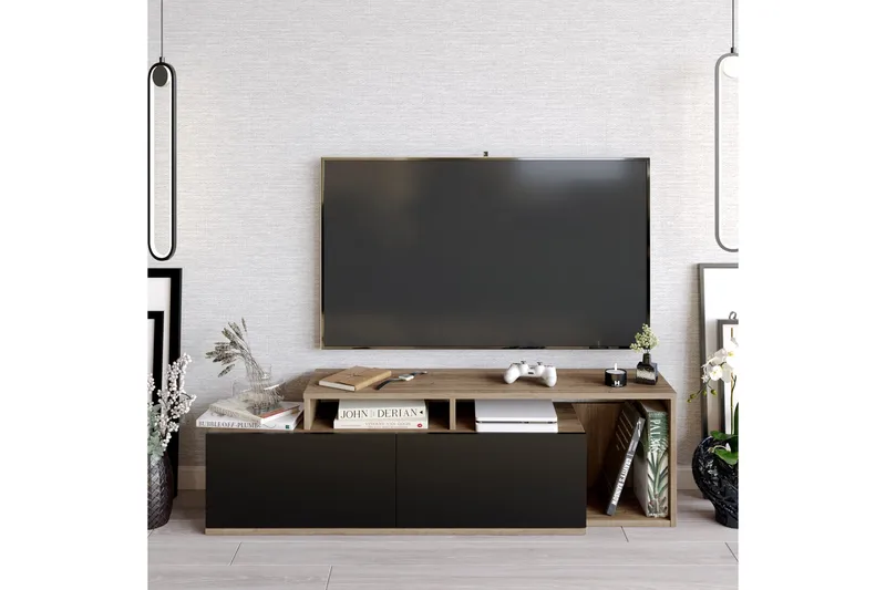 Lameyze TV-benk 150 cm - Mørkebrun/Svart - Møbler - TV- & Mediamøbler - TV benk & mediabenk