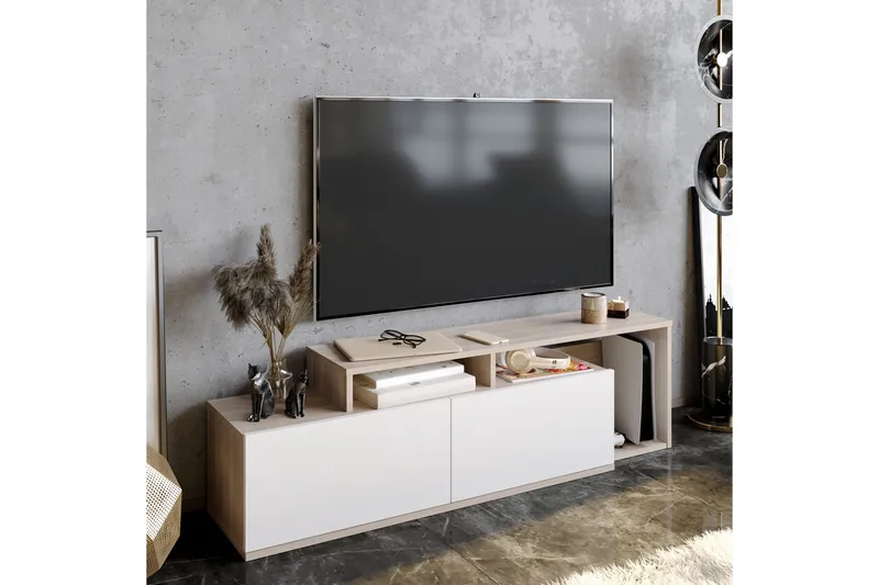 Lameyze Tv-benk 150 cm - Natur/Hvit - Møbler - TV- & Mediamøbler - TV benk & mediabenk