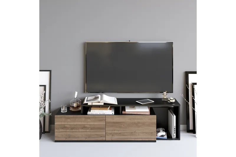 Lameyze Tv-benk 150 cm - Svart/Mørkebrun - Møbler - TV- & Mediamøbler - TV benk & mediabenk