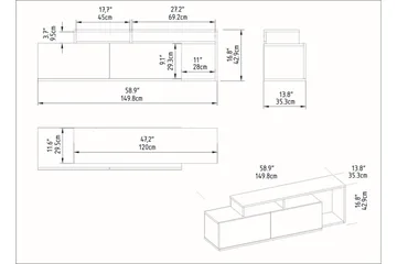 Lameyze Tv-benk 150 cm - Svart/Mørkebrun - Møbler - TV- & Mediamøbler - TV benk & mediabenk