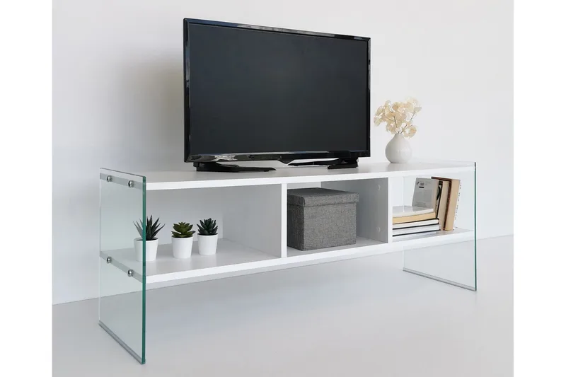Lekkenne TV-benk 122 cm - Hvit - Møbler - TV- & Mediamøbler - TV benk & mediabenk