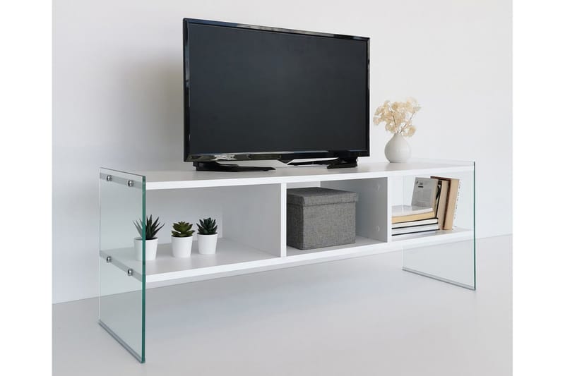 Lekkenne TV-benk 122 cm - Hvit - Møbler - TV- & Mediamøbler - TV benk & mediabenk