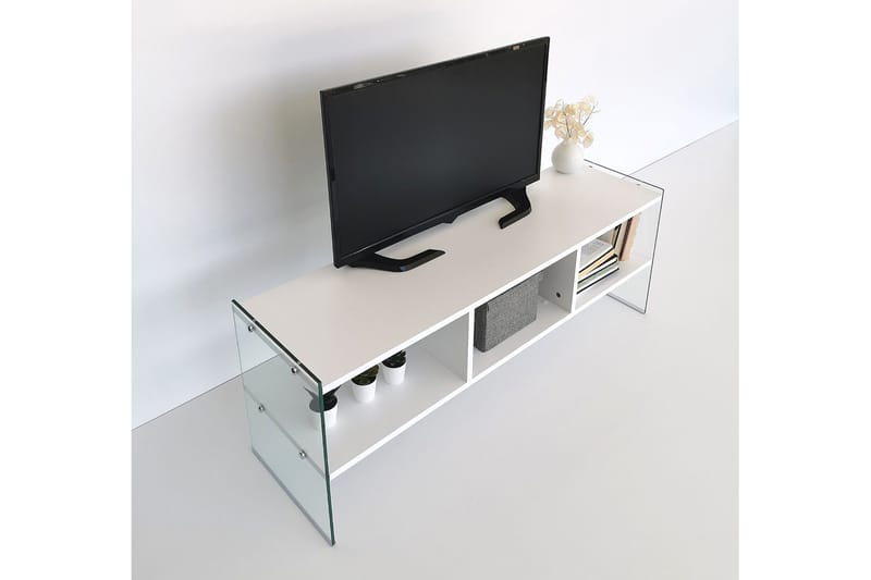 Lekkenne TV-benk 122 cm - Hvit - Møbler - TV- & Mediamøbler - TV benk & mediabenk