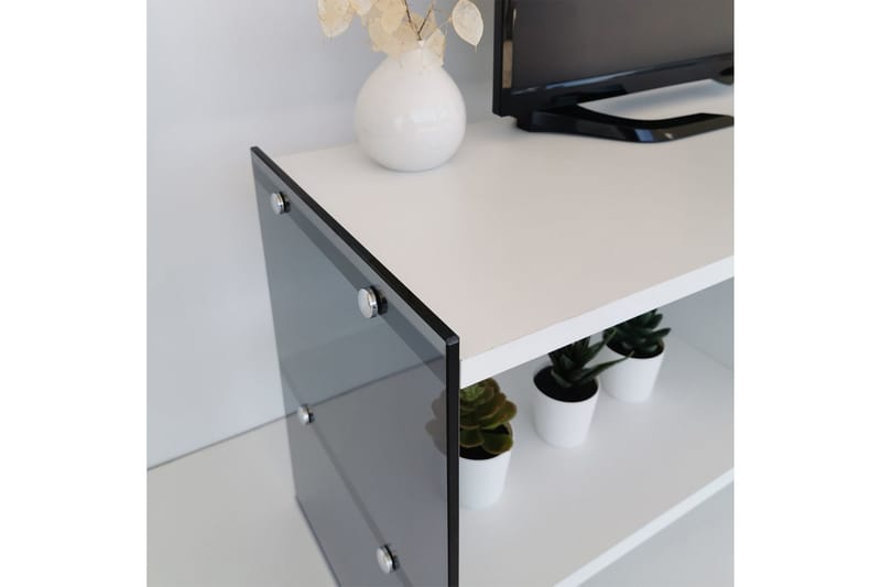 Lekkenne TV-benk 122 cm - Hvit/Grå - Møbler - TV- & Mediamøbler - TV benk & mediabenk