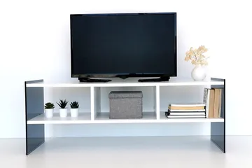 Lekkenne TV-benk 122 cm - Hvit/Grå - Møbler - TV- & Mediamøbler - TV benk & mediabenk