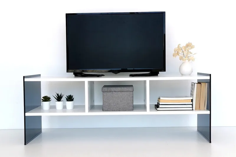 Lekkenne TV-benk 122 cm - Hvit/Grå - Møbler - TV- & Mediamøbler - TV benk & mediabenk