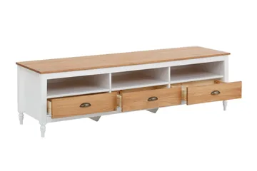Lenham TV-benk 110 cm med Oppbevaring i Lys Tre - Hvit|Beige - Møbler - TV- & Mediamøbler - TV benk & mediabenk