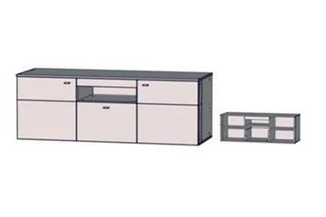 Lianne TV-benk 150 cm 2 Dører Skuff inkl. Belysning - Plank Eik/Grå - Møbler - TV- & Mediamøbler - TV benk & mediabenk