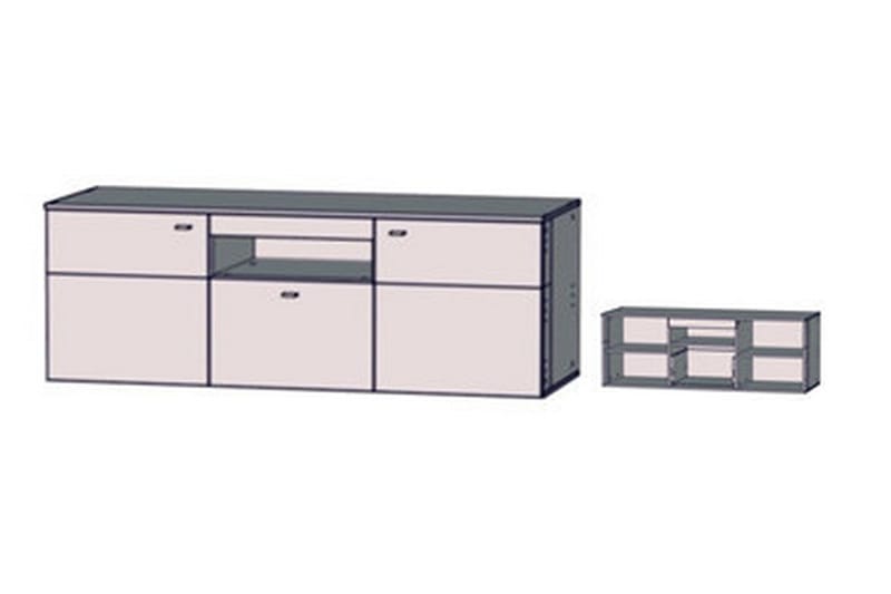 Lianne TV-benk 150 cm 2 Dører Skuff inkl. Belysning - Plank Eik/Grå - Møbler - TV- & Mediamøbler - TV benk & mediabenk