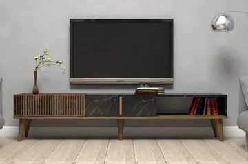 Lissione Tv-benk 180 cm - Mørkebrun/Svart - Møbler - TV- & Mediamøbler - TV benk & mediabenk