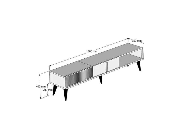 Lissione Tv-benk 180 cm - Mørkebrun/Svart - Møbler - TV- & Mediamøbler - TV benk & mediabenk