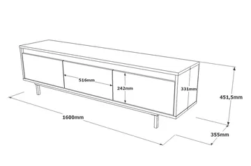 Lozyno Tv-benk 160 cm - Sølv/Svart - Møbler - TV- & Mediamøbler - TV benk & mediabenk