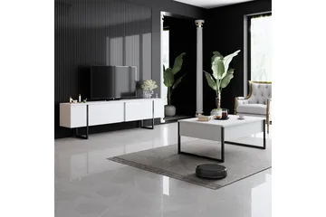 Luxe TV-benk 180x50 cm Hvit/Svart - Hanah Home - Møbler - TV- & Mediamøbler - TV benk & mediabenk