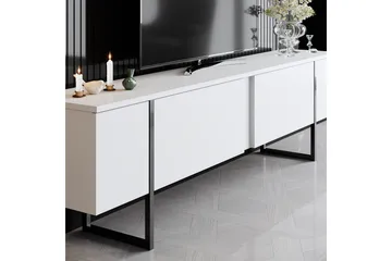 Luxe TV-benk 180x50 cm Hvit/Svart - Hanah Home - Møbler - TV- & Mediamøbler - TV benk & mediabenk