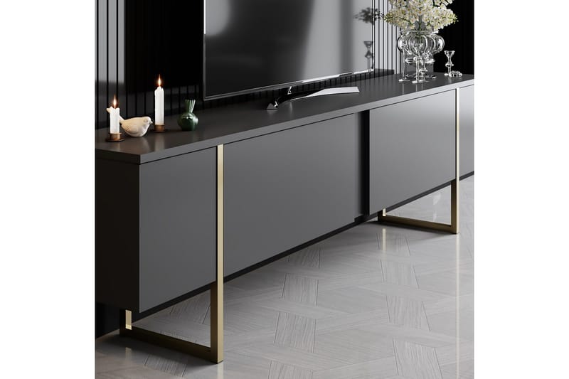 Luxe TV-benk 180x50 cm Svart/Gull - Hanah Home - Møbler - TV- & Mediamøbler - TV benk & mediabenk
