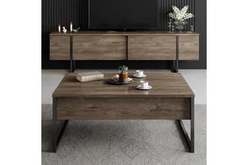 Luxe TV-benk med Oppbevaring 180x50 cm - Brun / Svart / Tre - Møbler - TV- & Mediamøbler - TV benk & mediabenk