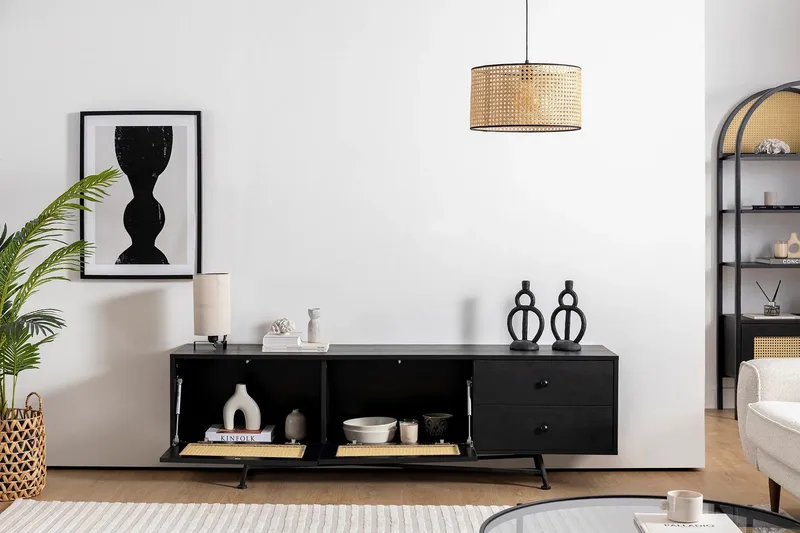 Makwana TV-benk 180 cm - Svart - Møbler - TV- & Mediamøbler - TV benk & mediabenk