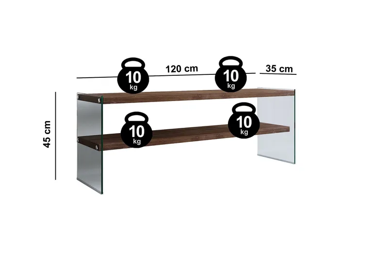 Malmby TV-benk 120 cm - Brun/Glass - Møbler - TV- & Mediamøbler - TV benk & mediabenk