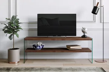 Malmby TV-benk 120 cm - Brun/Glass - Møbler - TV- & Mediamøbler - TV benk & mediabenk