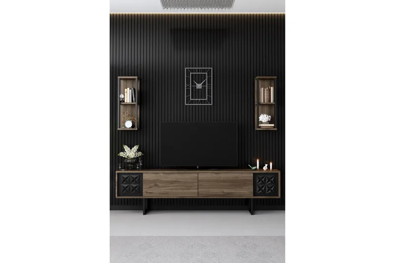 Manchan TV-benk 180 cm - Valnøtt/Svart - Møbler - TV- & Mediamøbler - TV benk & mediabenk