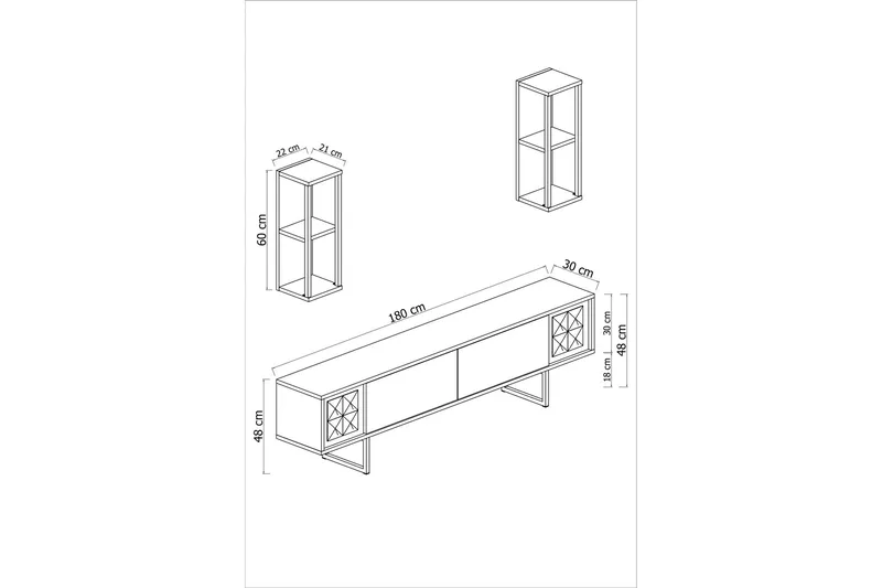 Manchan TV-benk 180 cm - Valnøtt/Svart - Møbler - TV- & Mediamøbler - TV benk & mediabenk
