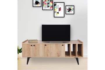 Maolina Retro TV-benk 150 cm med Oppbevaring i Tre - Lysebrun - Møbler - TV- & Mediamøbler - TV benk & mediabenk