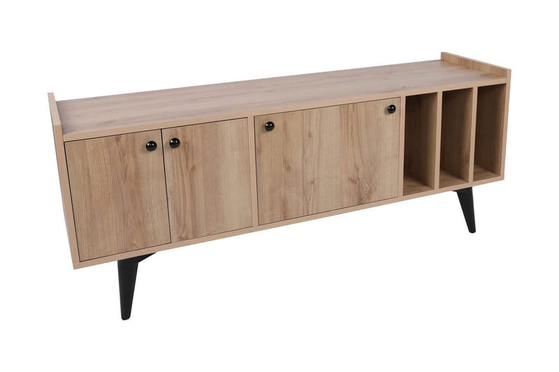 Maolina Retro TV-benk 150 cm med Oppbevaring i Tre - Lysebrun - Møbler - TV- & Mediamøbler - TV benk & mediabenk