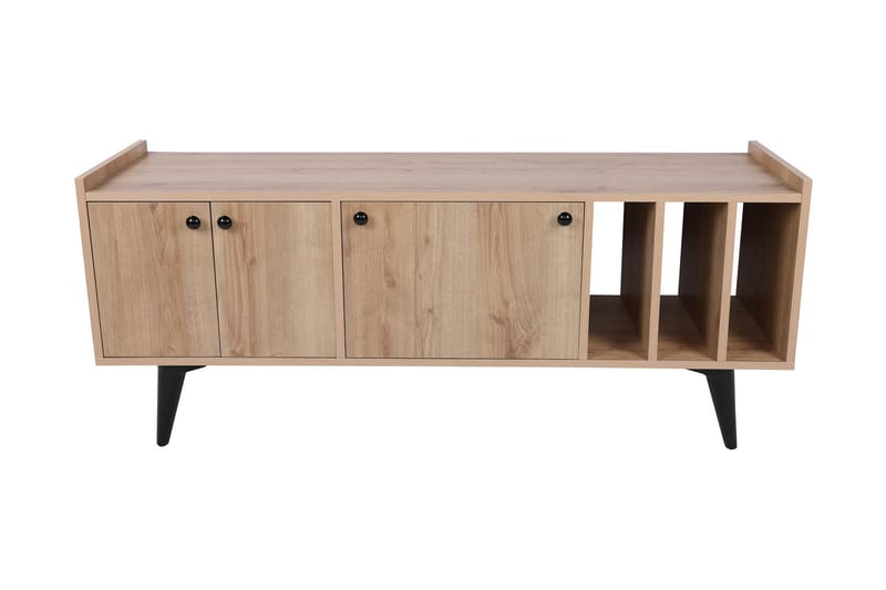 Maolina Retro TV-benk 150 cm med Oppbevaring i Tre - Lysebrun - Møbler - TV- & Mediamøbler - TV benk & mediabenk