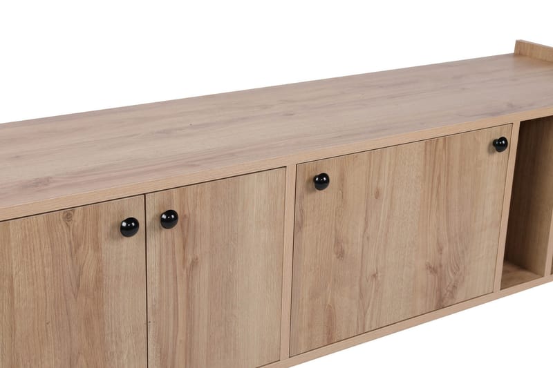 Maolina Retro TV-benk 150 cm med Oppbevaring i Tre - Lysebrun - Møbler - TV- & Mediamøbler - TV benk & mediabenk
