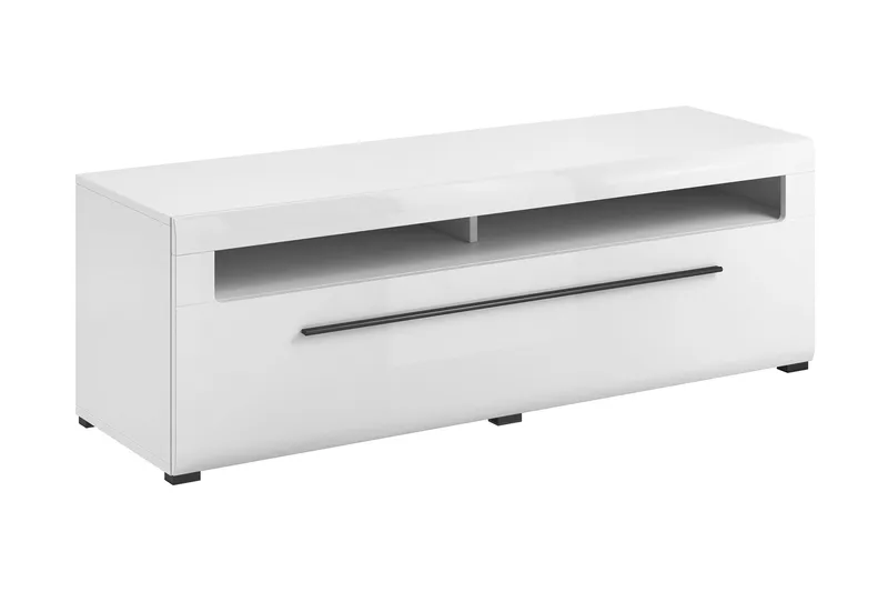 Maricruz TV-benk 140 cm, Hvit/Hvit høyglans