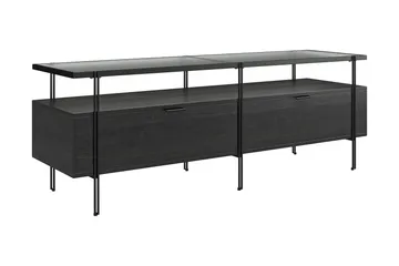 Marinko TV-benk 140 cm med Oppbevaring i Tre med Metallben - Svart - Møbler - TV- & Mediamøbler - TV benk & mediabenk