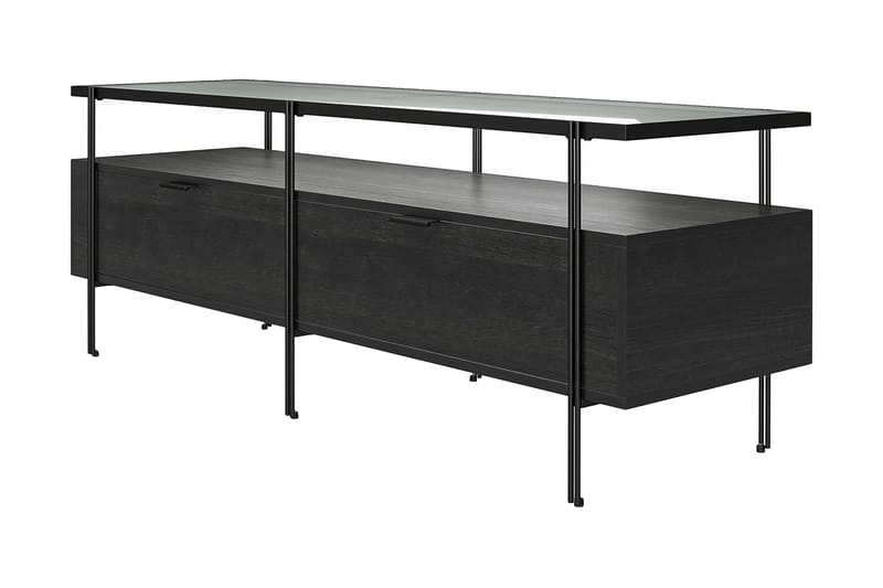 Marinko TV-benk 140 cm med Oppbevaring i Tre med Metallben - Svart - Møbler - TV- & Mediamøbler - TV benk & mediabenk