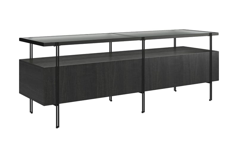 Marinko TV-benk 140 cm med Oppbevaring i Tre med Metallben - Svart - Møbler - TV- & Mediamøbler - TV benk & mediabenk
