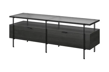 Marinko TV-benk 140 cm med Oppbevaring i Tre med Metallben - Svart - Møbler - TV- & Mediamøbler - TV benk & mediabenk