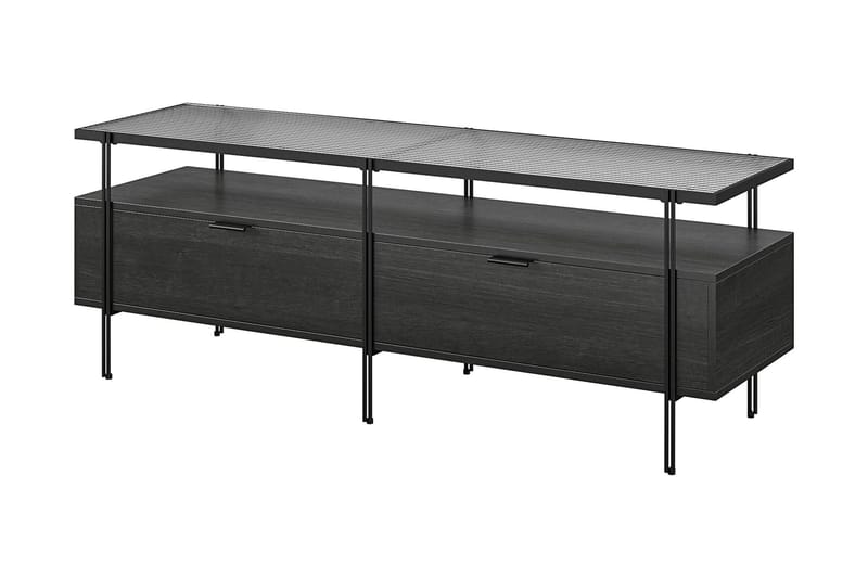 Marinko TV-benk 140 cm med Oppbevaring i Tre med Metallben - Svart - Møbler - TV- & Mediamøbler - TV benk & mediabenk