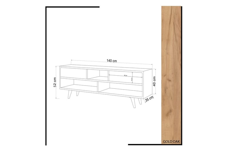 Mod Design TV-benk 140 cm - Brun/Hvit - Møbler - TV- & Mediamøbler - TV benk & mediabenk