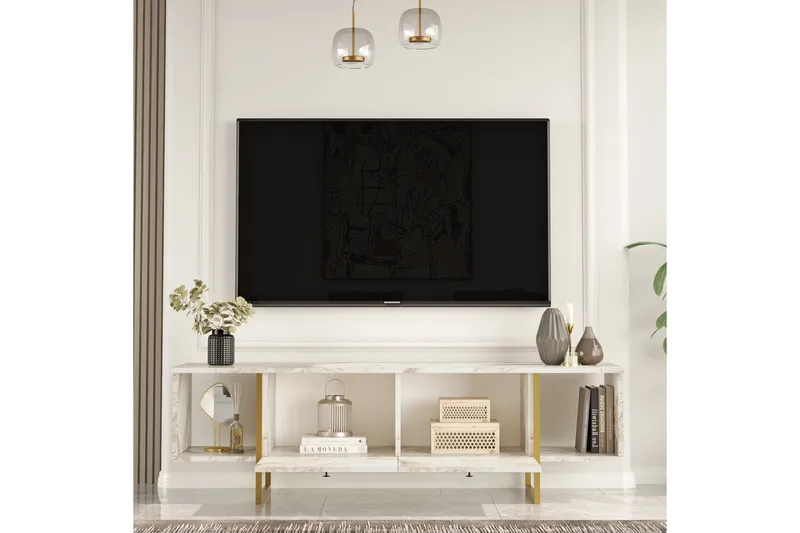 Mushir TV-benk 160 cm - Hvit - Møbler - TV- & Mediamøbler - TV benk & mediabenk