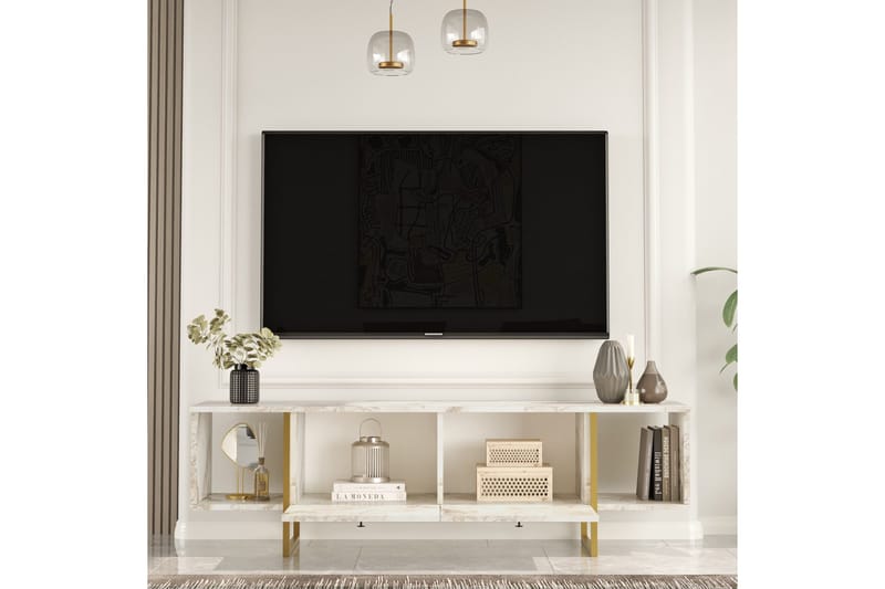 Mushir TV-benk 160 cm - Hvit - Møbler - TV- & Mediamøbler - TV benk & mediabenk