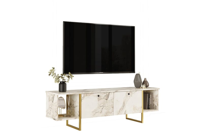 Mushir TV-benk 160 cm - Hvit - Møbler - TV- & Mediamøbler - TV benk & mediabenk