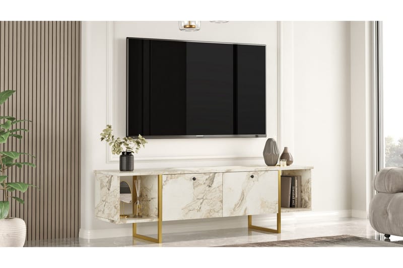 Mushir TV-benk 160 cm - Hvit - Møbler - TV- & Mediamøbler - TV benk & mediabenk