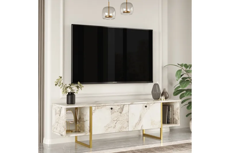 Mushir TV-benk 160 cm - Hvit - Møbler - TV- & Mediamøbler - TV benk & mediabenk